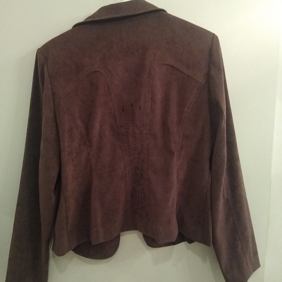 Embroidered jacket Faux suede like material Sz 16 CATO EUC - Picture 2 of 6